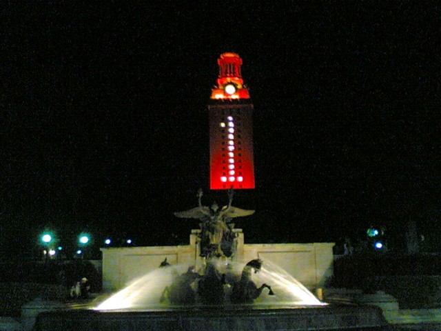 UT Tower at night