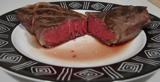 Cooked sous vide steak
